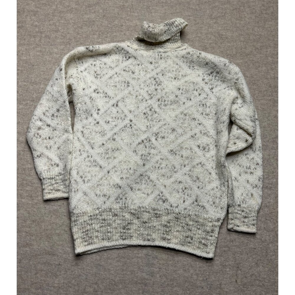Vintage Liz Claiborne Cream Turtleneck Sweater Wool Blend Neutral 90s Medium - Picture 5 of 7